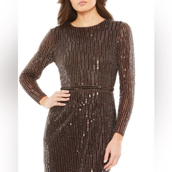 Mac Duggal Long Sleeve Sequin Mini Dress NWT Size 2 - Picture 3 of 9